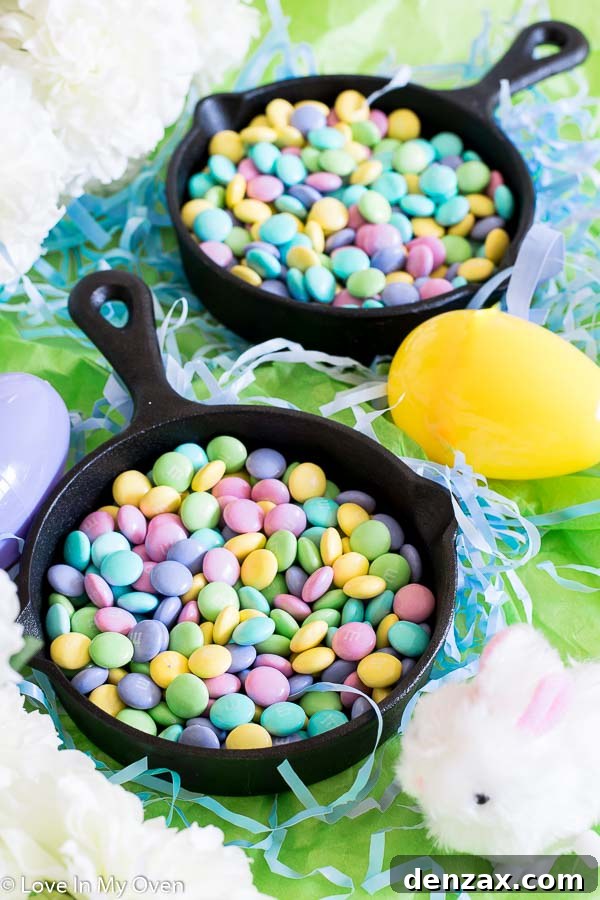 Colorful Easter M&M's candies, ready for spring baking