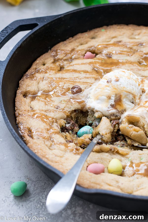 Mini Egg Skillet Cookie, a communal dessert for sharing