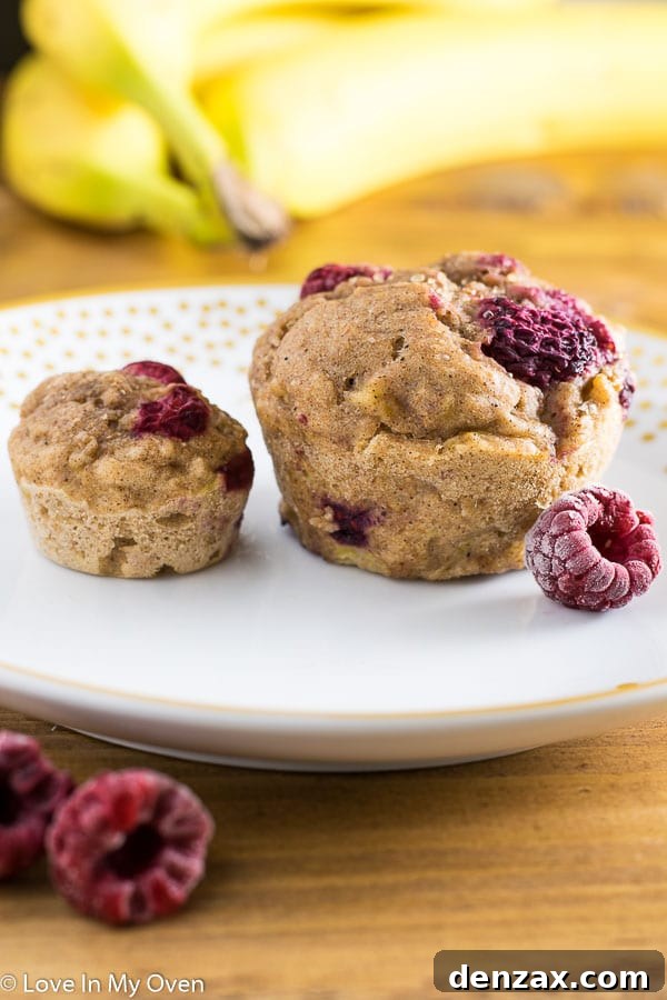 Close-up of baby-friendly banana muffins with blueberries
