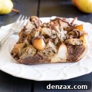 Nutella pear french toast casserole