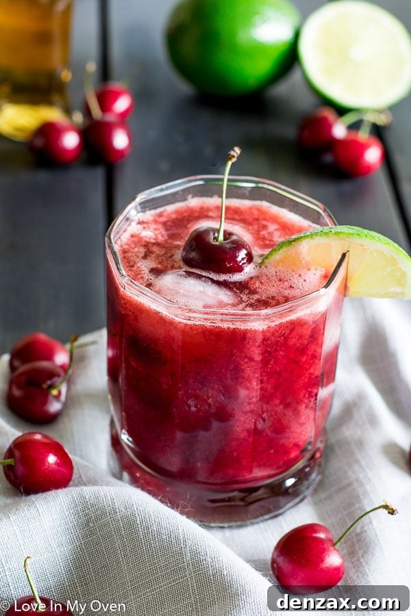 cherry lime whiskey sour