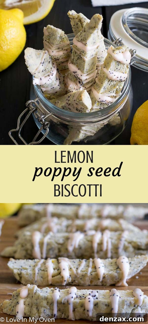 lemon poppy seed biscotti Pinterest pin image