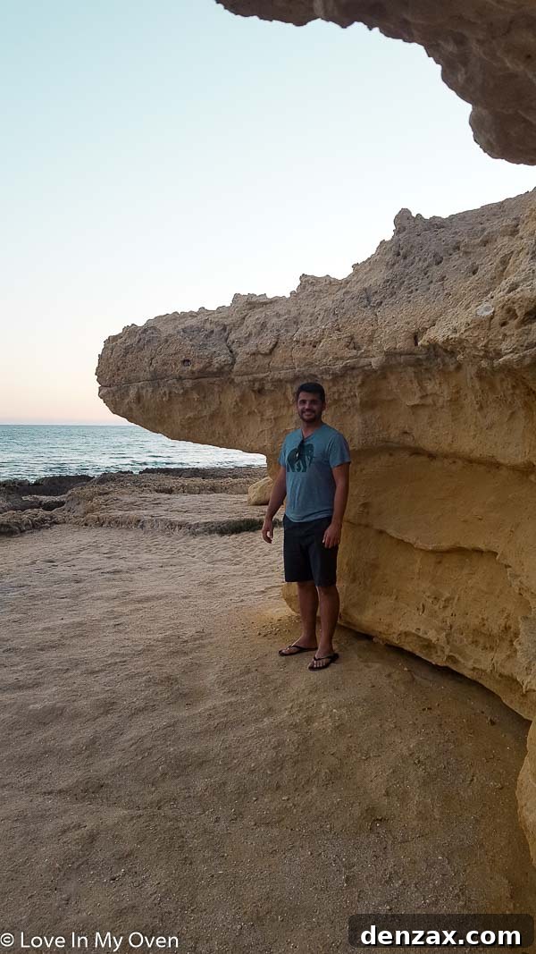 Sunset over Albufeira beach in Portugal