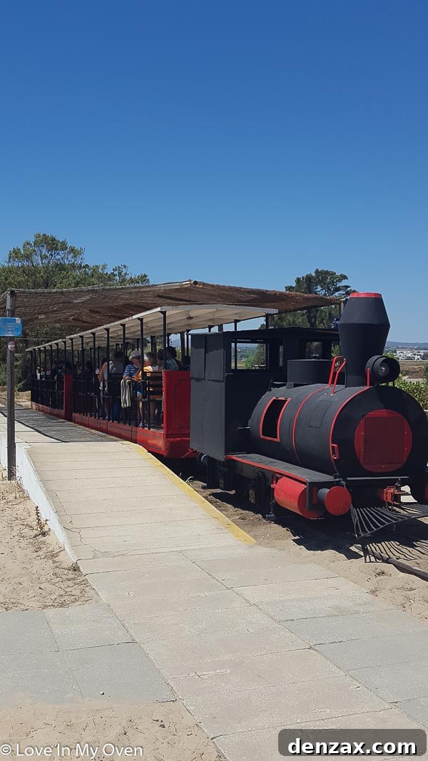 Mini-train ride to the beach on Tavira Island