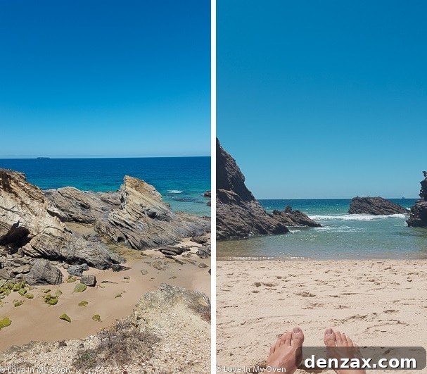 Secluded beach along the Eastern coast of Portugal
