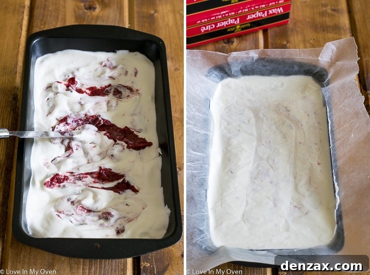 Swirled Strawberry Rhubarb No-Churn Ice Cream