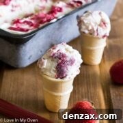 Roasted-Strawberry-Rhubarb-No-Churn-Ice-Cream-