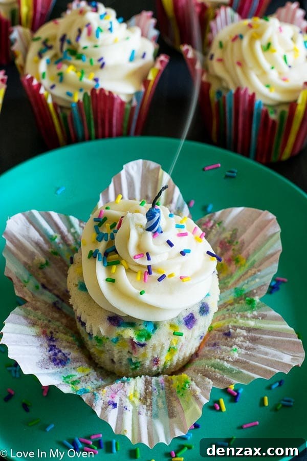 Perfectly Frosted Vanilla Birthday Cupcakes