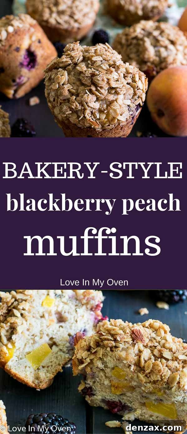 Bakery-Style Blackberry Peach Muffins