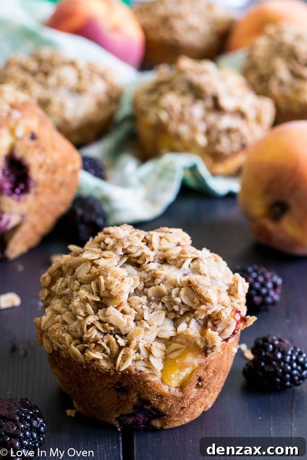 blackberry-peach streusel Muffins