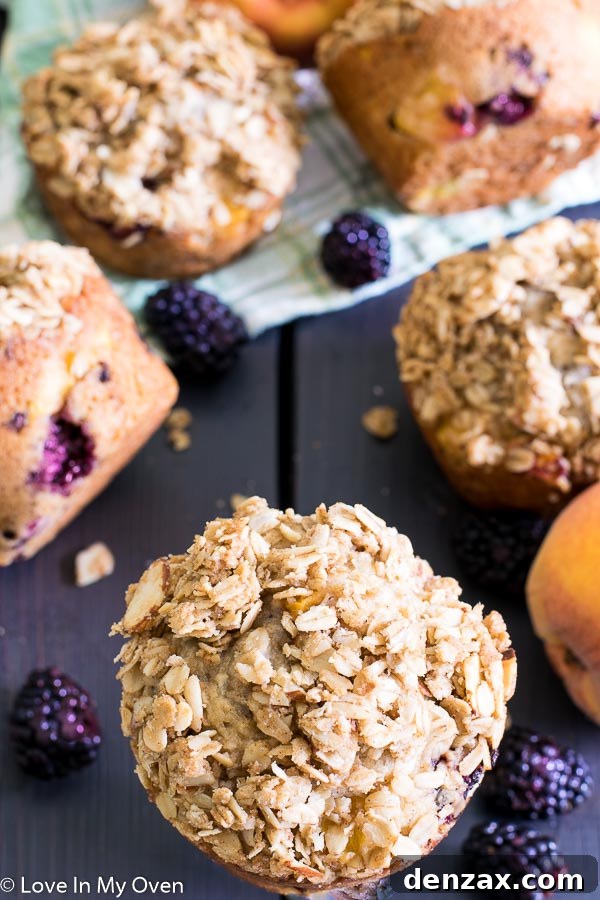 blackberry-peach streusel muffins
