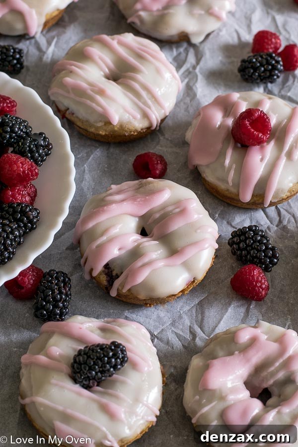 Delicious Mixed Berry Vanilla Donuts with glaze