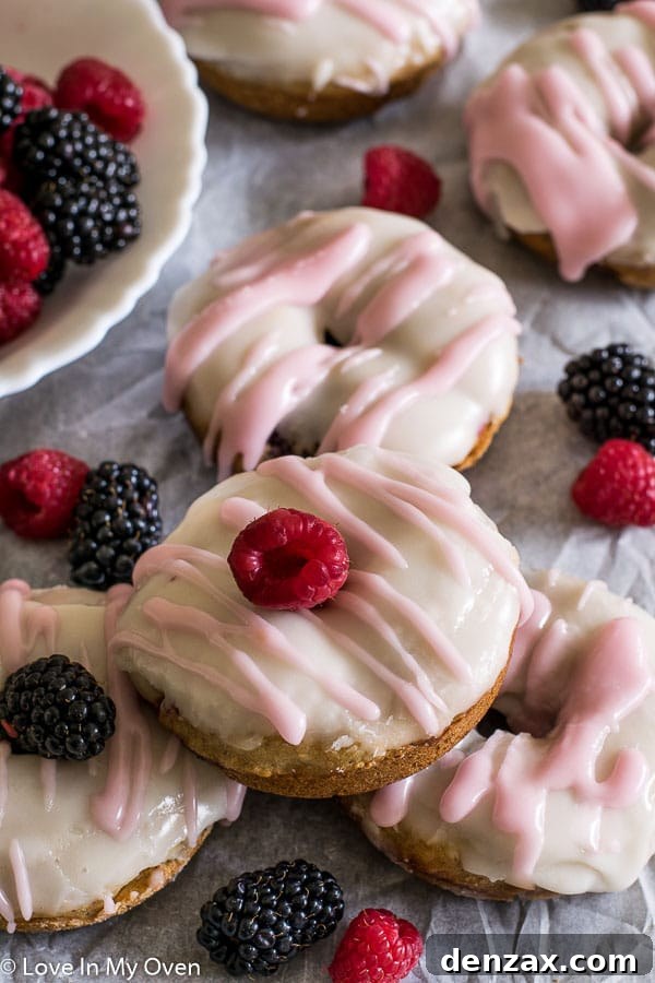 Close-up of fluffy berry donuts