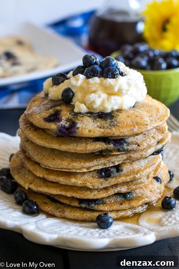 Whole Wheat Blueberry Buttermilk Pancakes