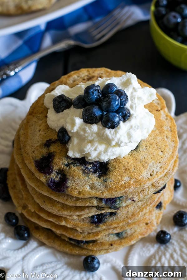 Whole Wheat Blueberry Buttermilk Pancakes Stack