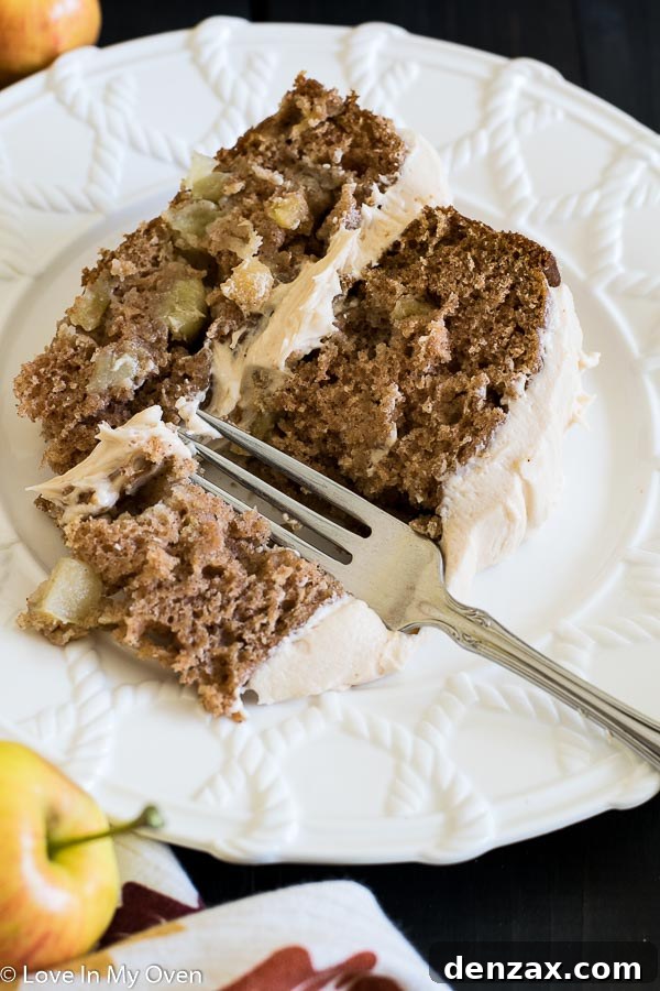 Slice of Salted Caramel Apple Cake on a plate