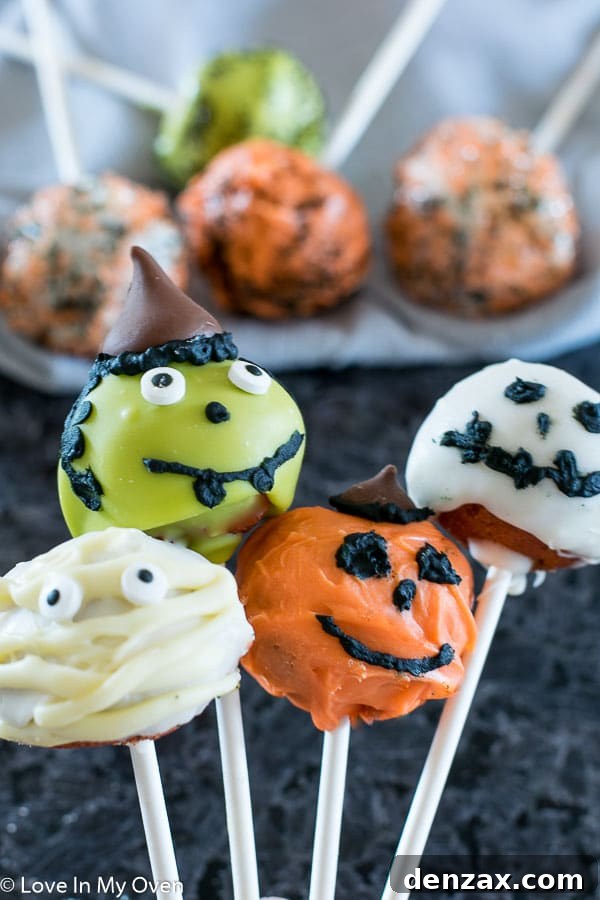 decorated Halloween cake pops