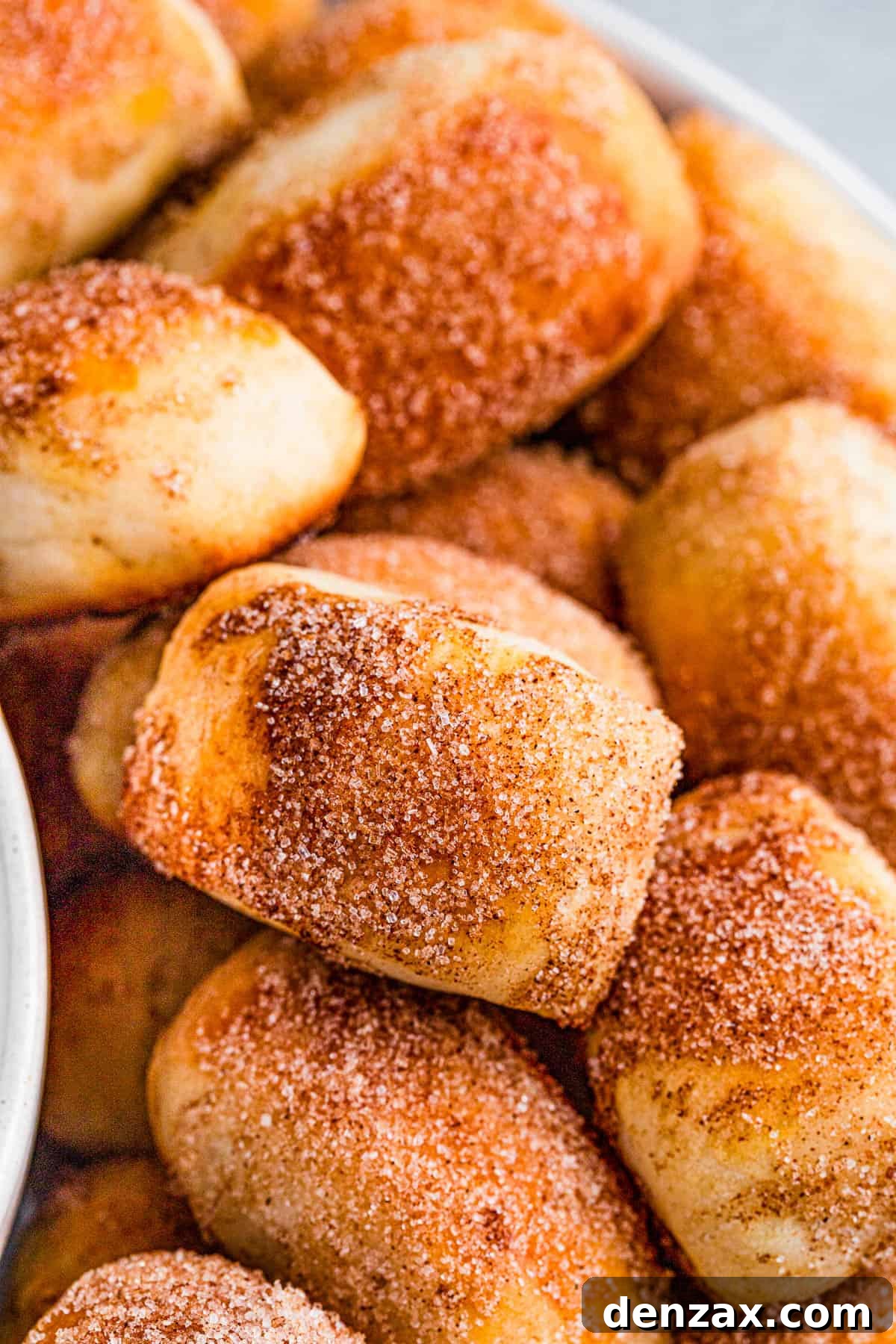 A stack of cinnamon sugar pretzel bites