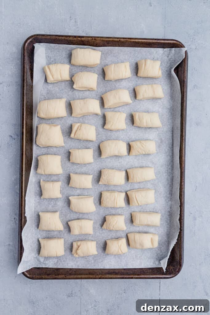 Cut pretzel dough