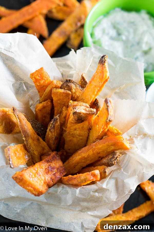 Sweet Potato Fries with Dill Dip on a Platter