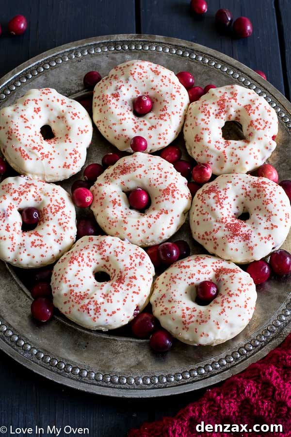 Homemade Cranberry White Chocolate Donuts with Glaze