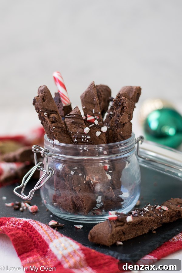 Delicious Double Chocolate Peppermint Biscotti for holiday gifting