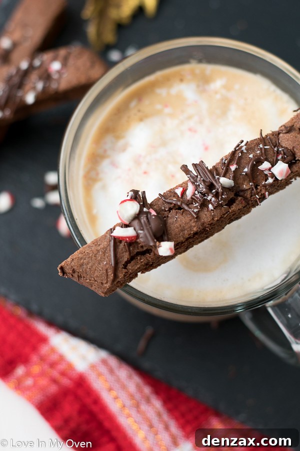 Assortment of festive double chocolate peppermint biscotti