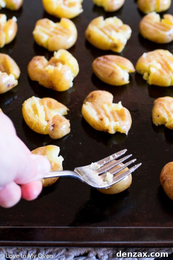 Smashed potatoes ready for toppings