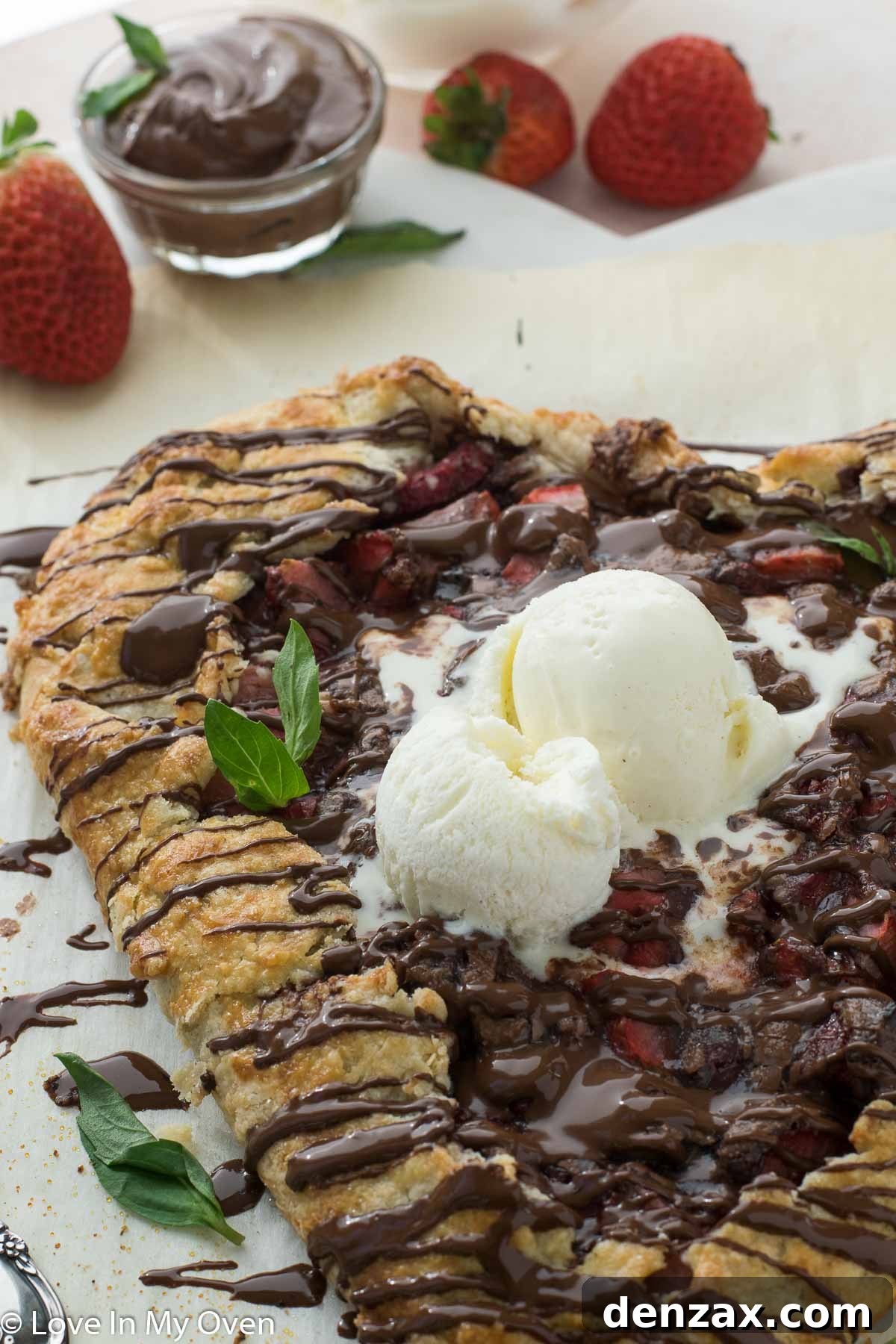 strawberry nutella galette ready to serve