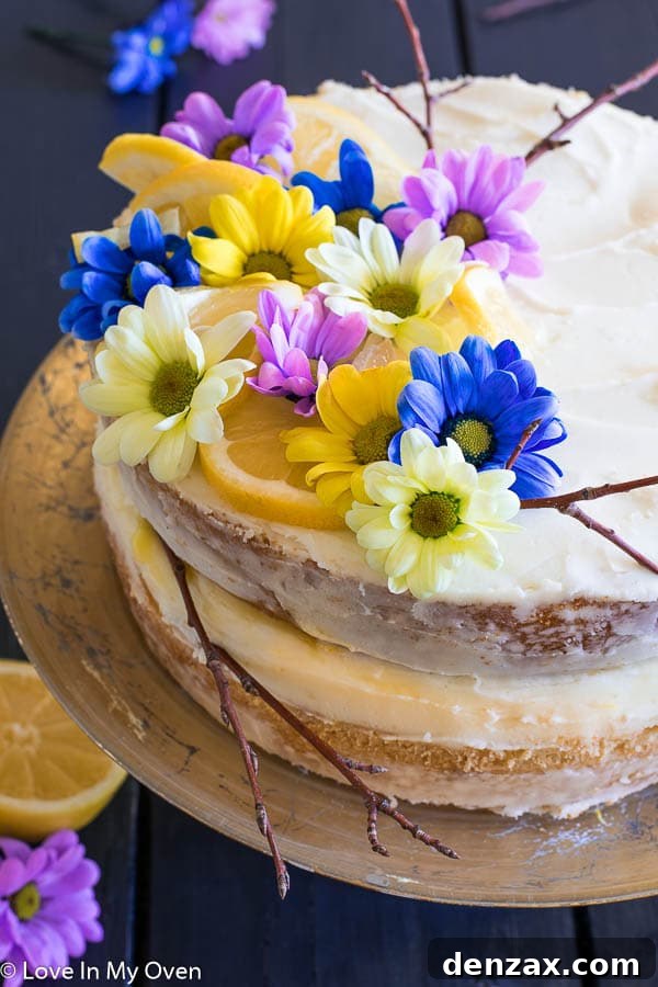 Beautifully Decorated Lemon Layer Cake