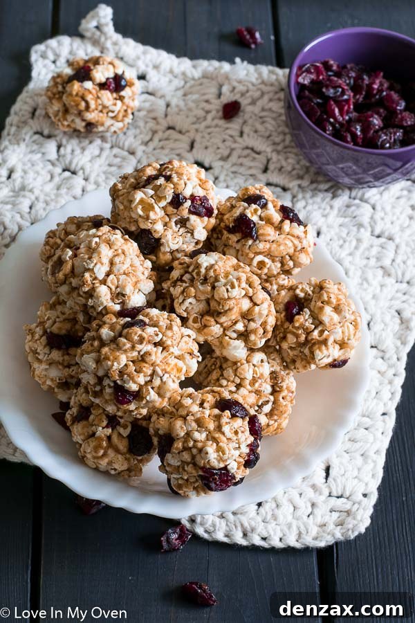 Healthy Cranberry Almond Popcorn Balls with Natural Ingredients