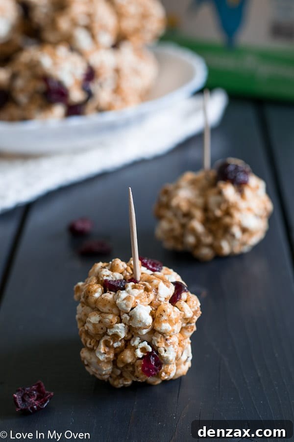 Cranberry almond popcorn balls, a kid-friendly healthy snack