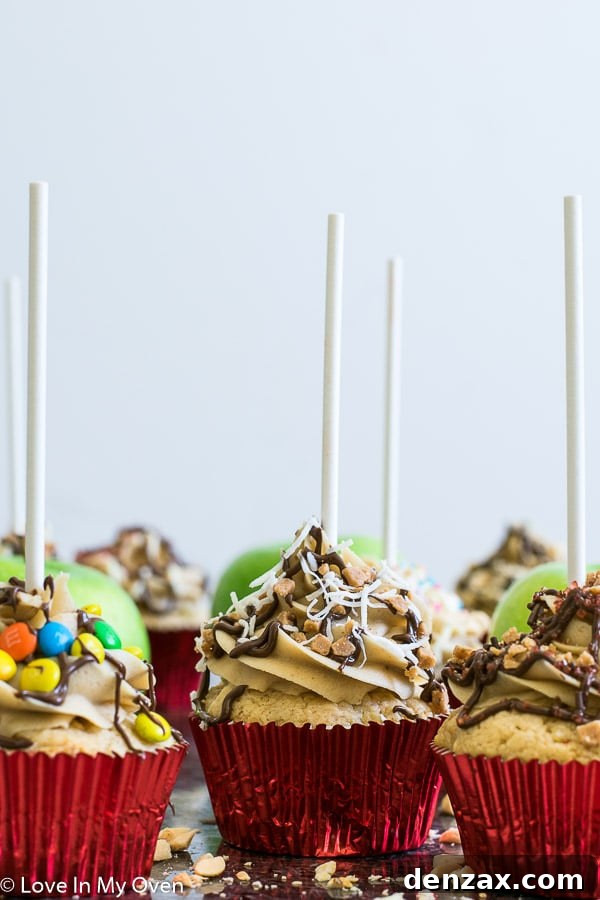 Homemade Caramel Apple Cupcakes with festive toppings