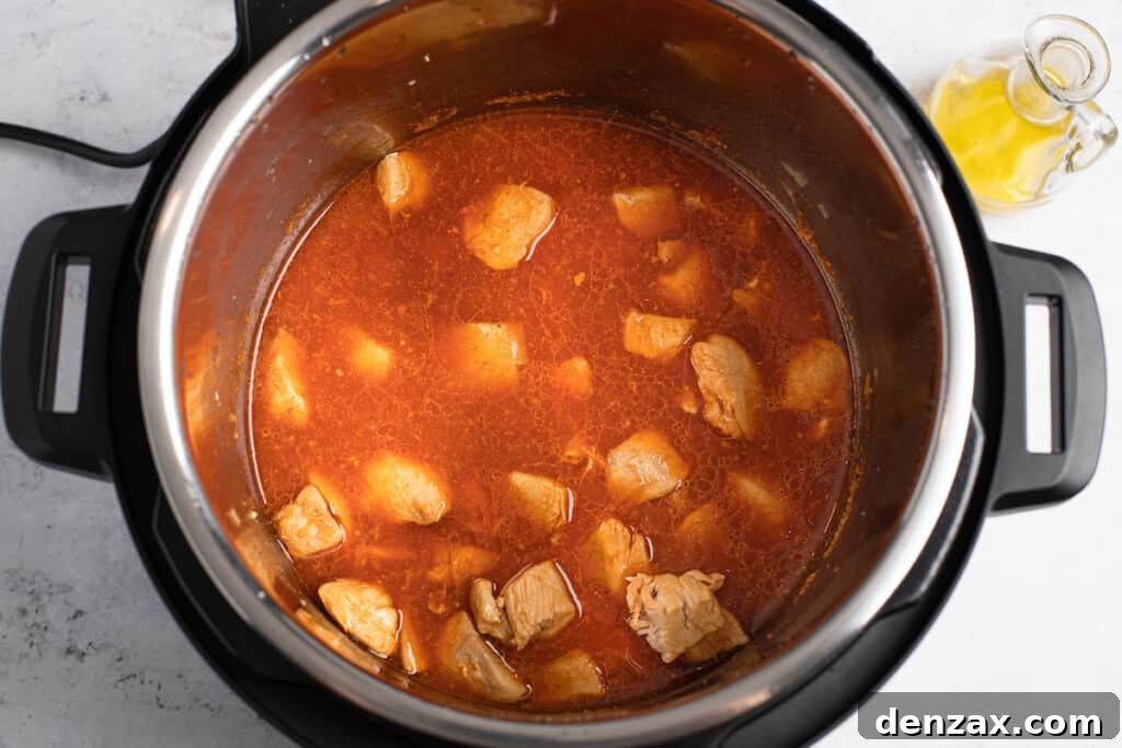 Cooked chicken and orange sauce