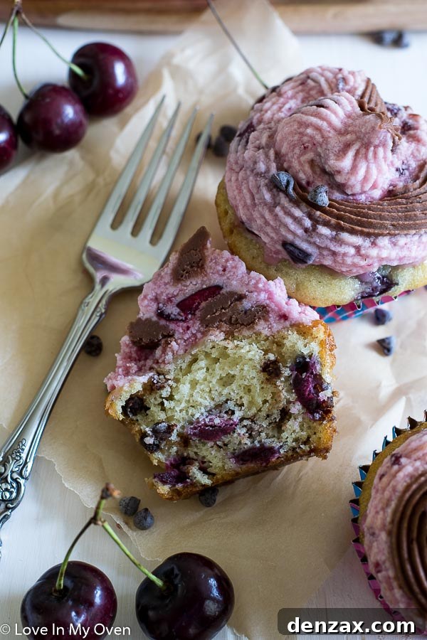 Two-toned Chocolate Cherry Chip Cupcake Frosting