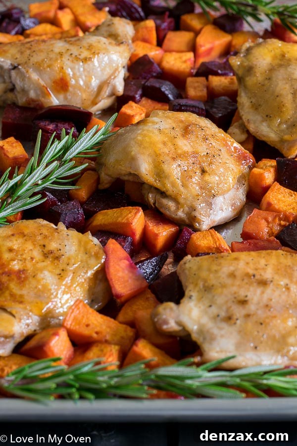 Sheet Pan Chicken with Sweets n Beets cooked to perfection
