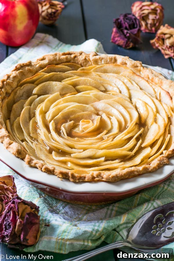 Sliced Salted Caramel Apple Rose Pie