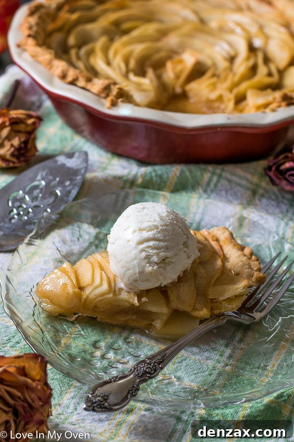 Serving Salted Caramel Apple Rose Pie