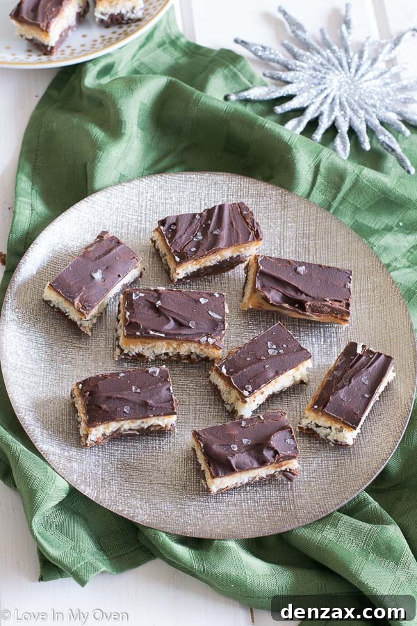 Homemade Chocolate Caramel Coconut Bars