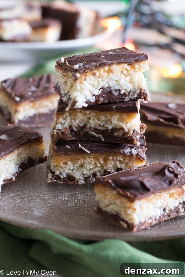 Chocolate Caramel Bliss Bars on a Serving Platter