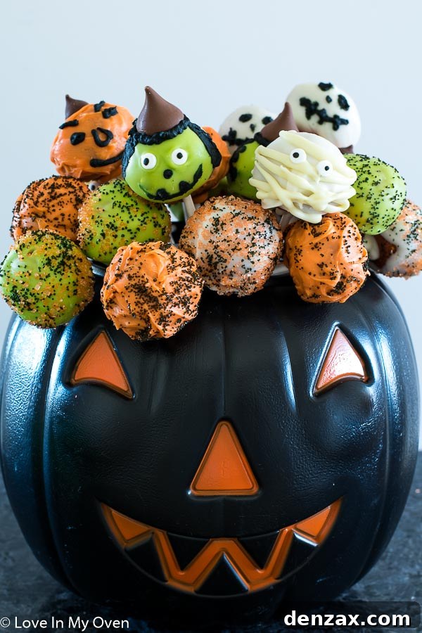 Spooky and fun Halloween Cake Pops decorated for the holiday.