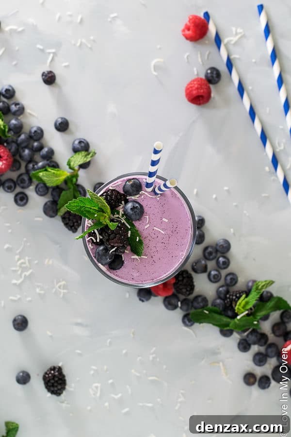 Vibrant Low-Carb Blueberry Smoothie prepared with fresh ingredients