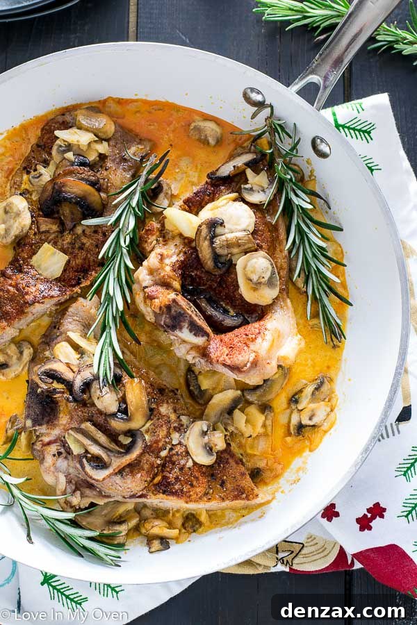 Easy One-Pan Pork Chops and Rice 3 Creamy Mushroom Sauce with Seared Pork Chops