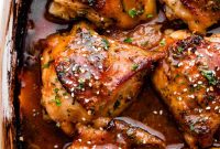 Sticky Honey Garlic Baked Chicken Thighs Recipe