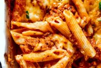 Classic Baked Mostaccioli with Cheesy Marinara Pasta Bake