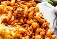 Cheeseburger Casserole Recipe with Ground Beef and Cheesy Topping