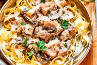 Creamy Chicken Marsala Fettuccine with Mushrooms