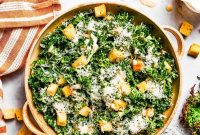 Kale Caesar Salad with Crispy Homemade Croutons