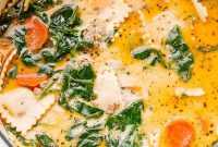 Creamy Tomato Ravioli Soup Recipe with Spinach and Parmesan