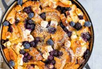 Blueberry Baked French Toast Casserole with Maple Glaze